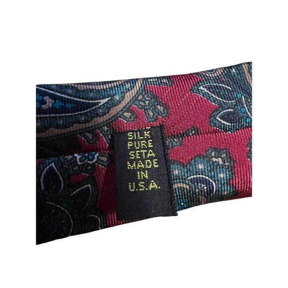 Mallory Church London Silk Tie Red Print Paisley Formal Professional Career - Picture 6 of 6